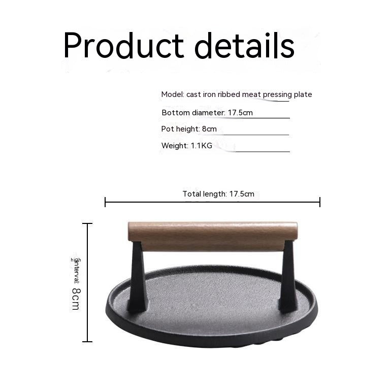 Cast Iron Meat Press for Barbecue Steak & Meat Tending