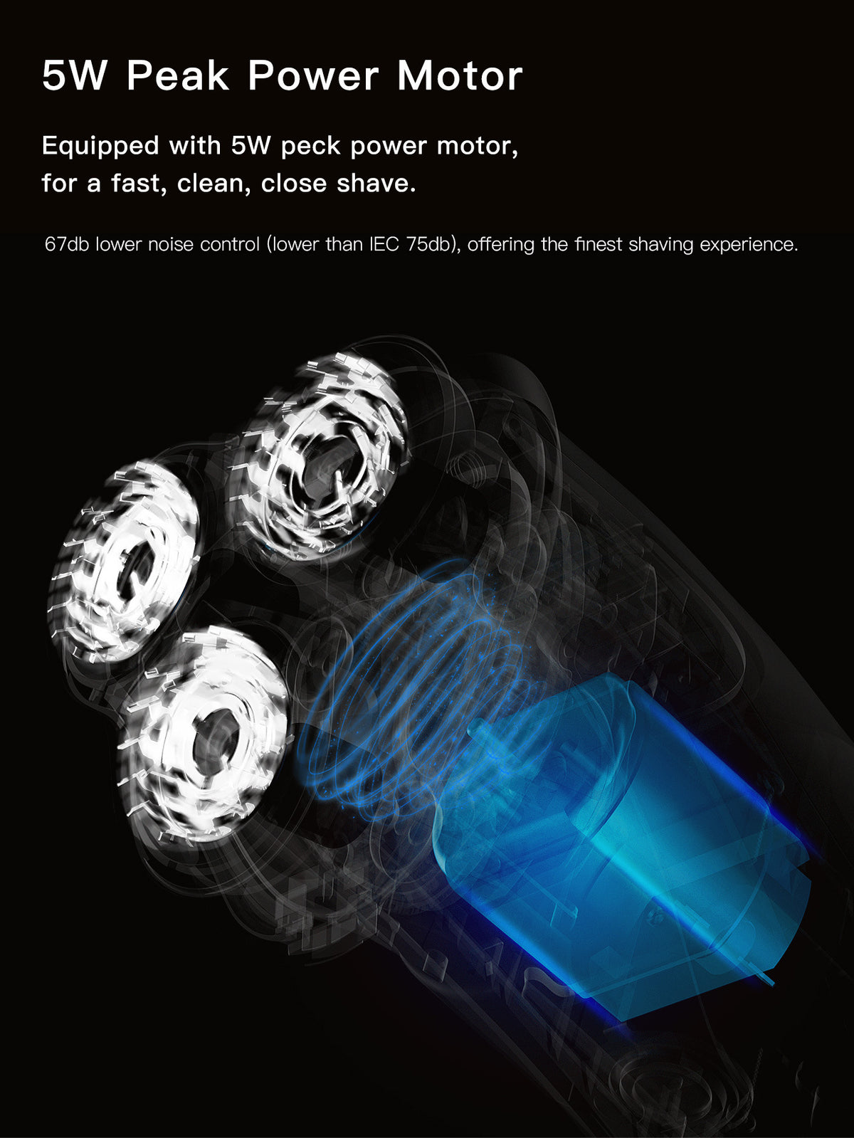 Rechargeable Electric Shaver with Floating Cutter Head - Black