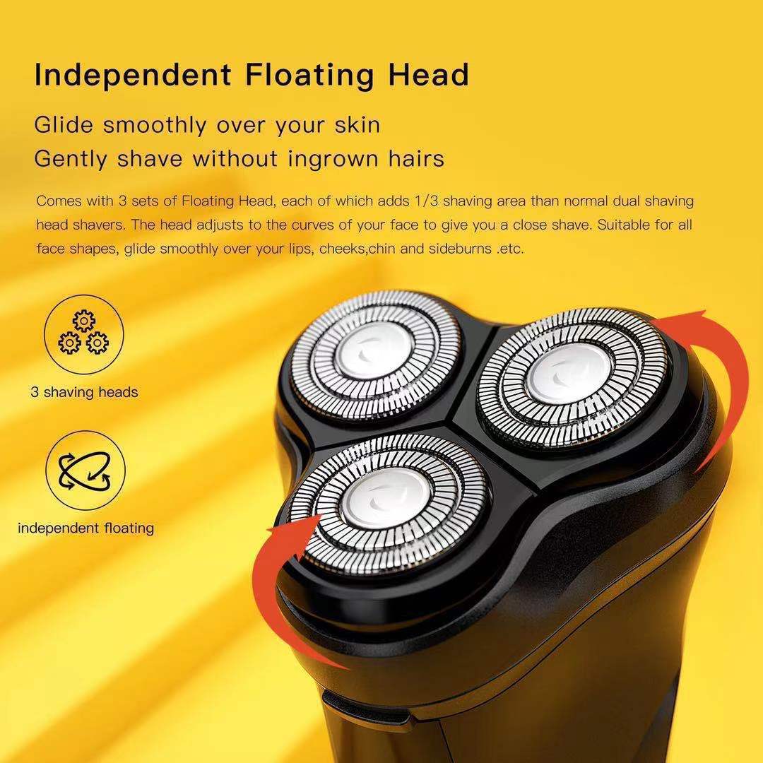 Rechargeable Electric Shaver with Floating Cutter Head - Black