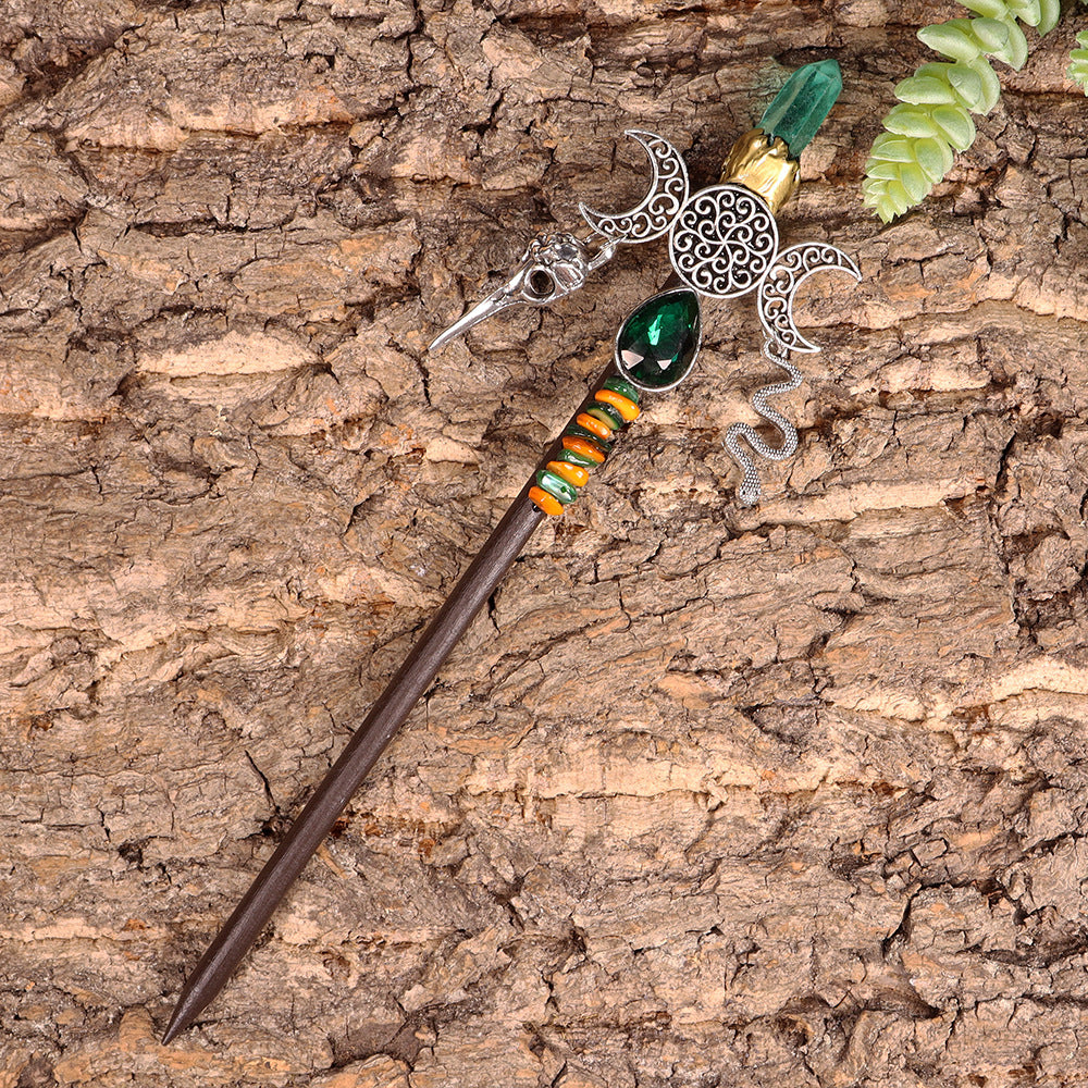 Handmade Wooden Crystal Wings Hair Clip
