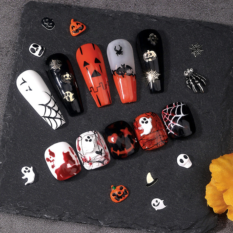 Halloween Alloy Skull Nail Ornament Set - Nail Art Accessories for Spooky Manicure