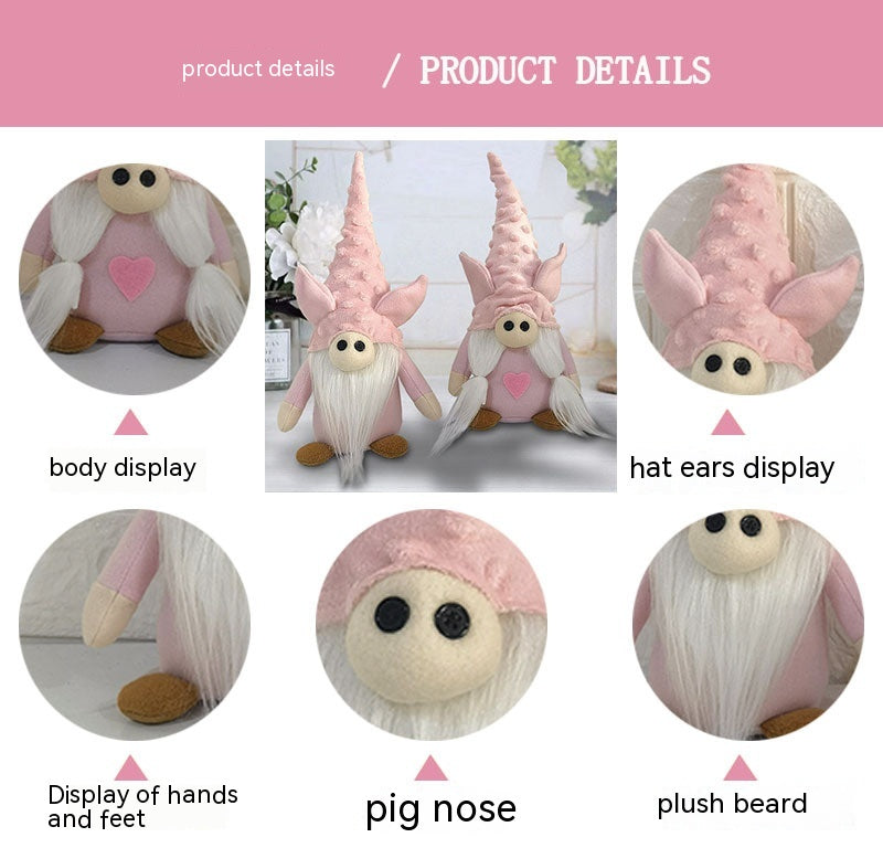 Valentine's Day Plush Dwarf Piglet Love Doll - 32x14.5cm Cute Decor