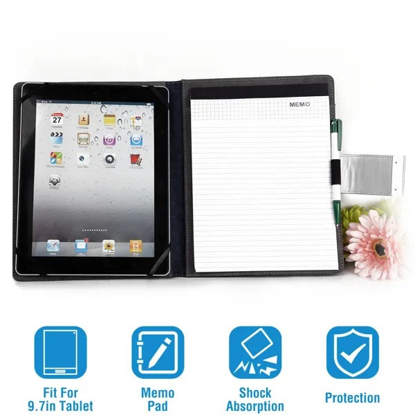 Tablet Portfolio Case for 9.7 Inch Tablets with Notepad - Navy
