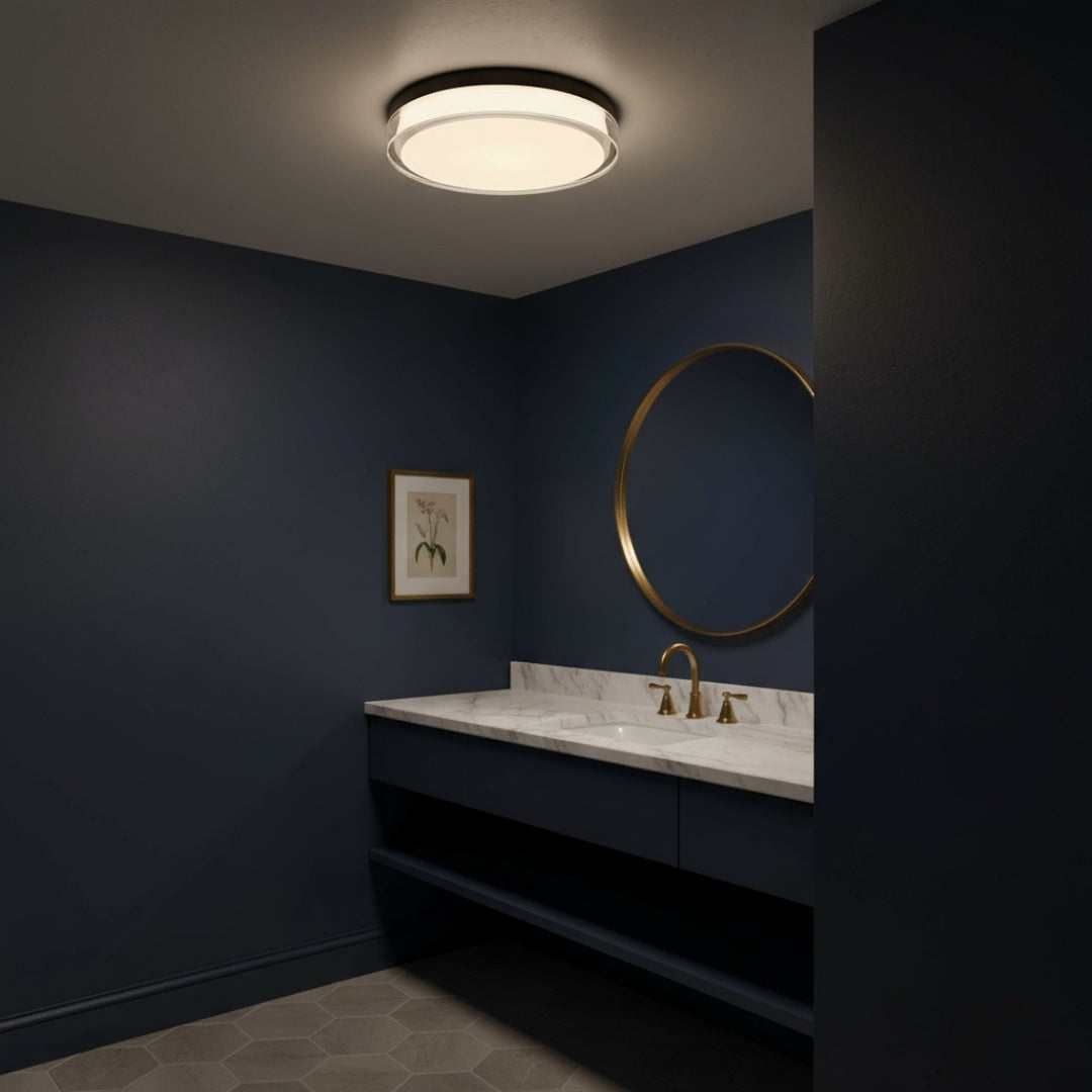 12-Inch Black Integrated LED Flush Mount Light Fixture
