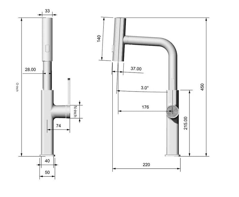 Pull-Out Kitchen Faucet Hot and Cold Water Tap with Copper and Silver Finish