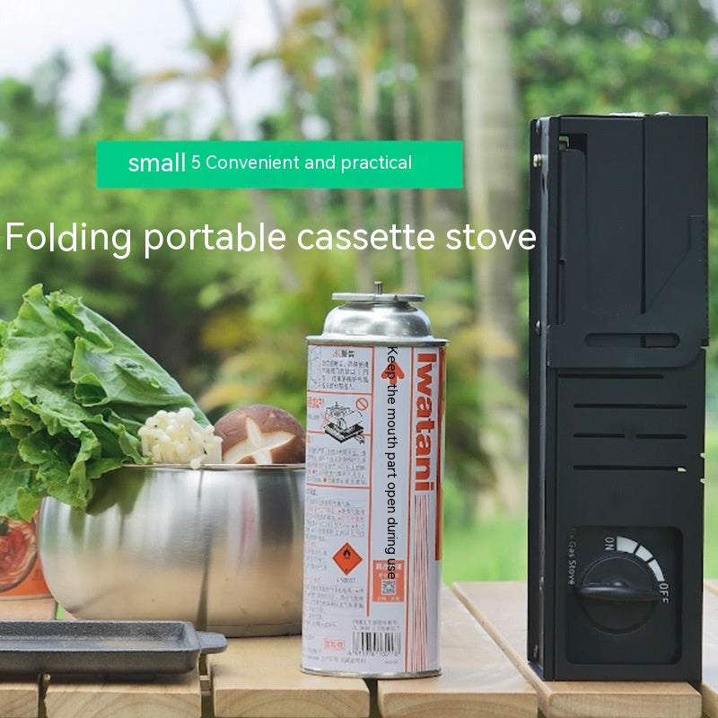 Portable Folding Gas Stove for Camping Outdoor Cooking Black