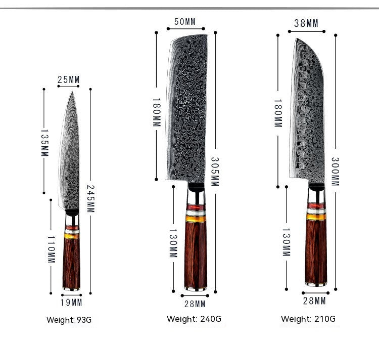 Chef Knife AUS10 Steel Core - Japanese Style, Damascus Layered Kitchen Knife