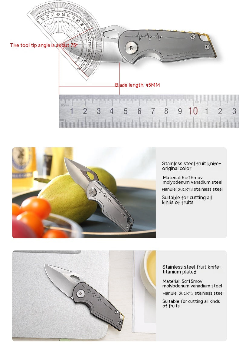 Multifunctional Stainless Steel Folding Fruit Knife with Titanium & Damascus Options