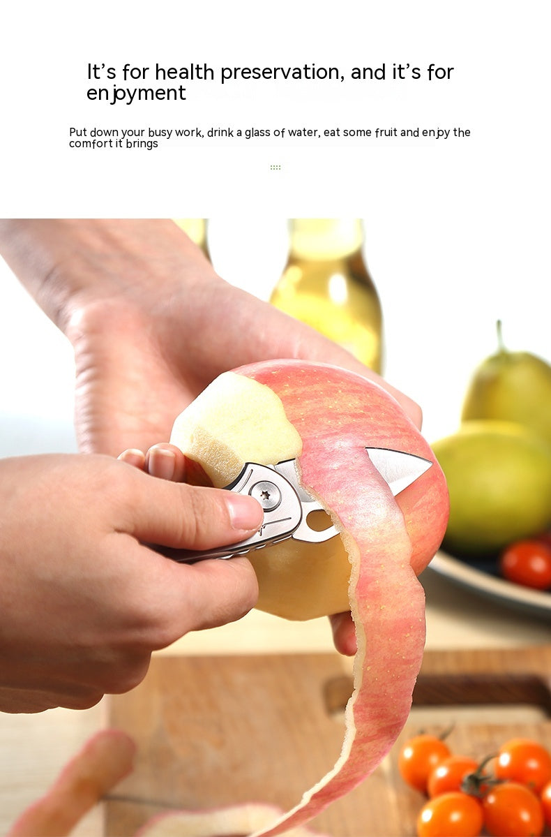 Multifunctional Stainless Steel Folding Fruit Knife with Titanium & Damascus Options
