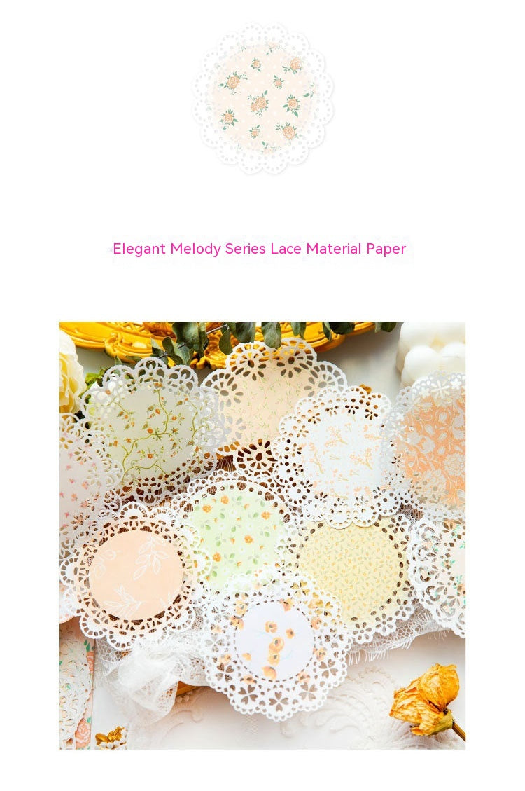 Elegant Paper Sticker Set with Lace Material for Crafts and Decorations - Melody Series