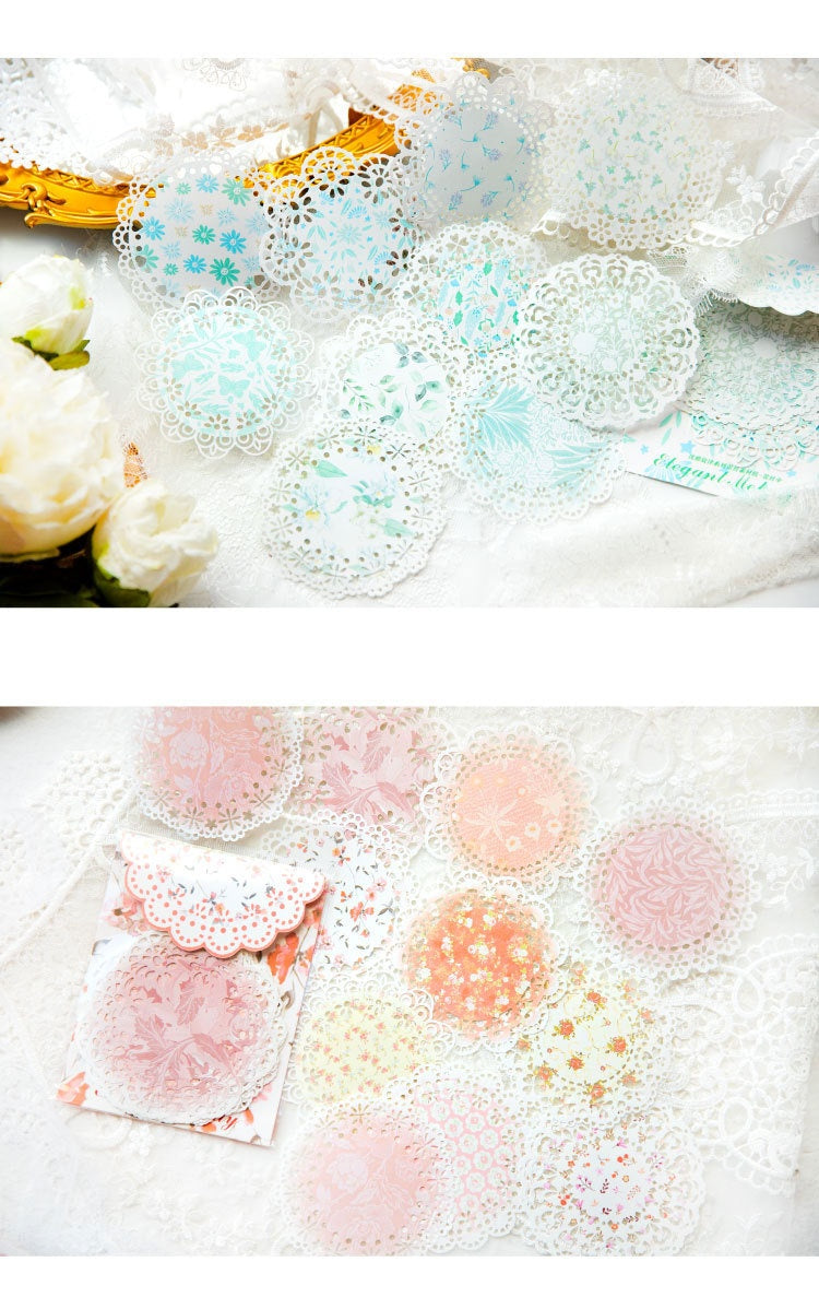 Elegant Paper Sticker Set with Lace Material for Crafts and Decorations - Melody Series