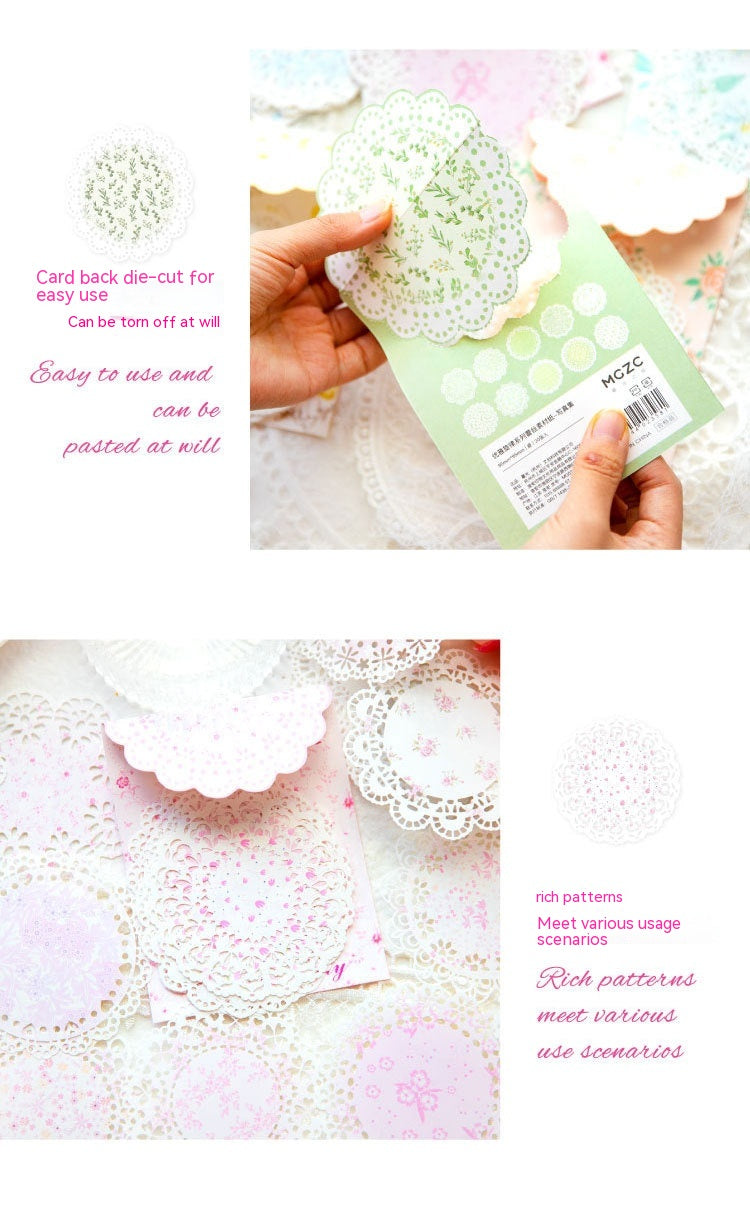 Elegant Paper Sticker Set with Lace Material for Crafts and Decorations - Melody Series