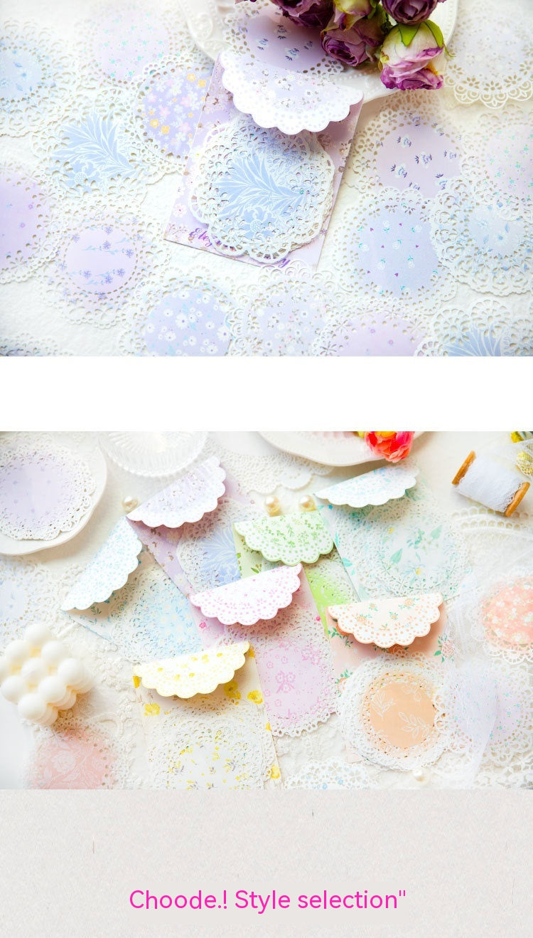 Elegant Paper Sticker Set with Lace Material for Crafts and Decorations - Melody Series