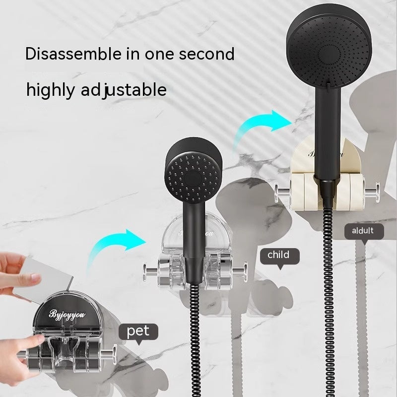 Universal Shower Head Bracket Adjustable Punch-Free Wall Mount for Bathroom