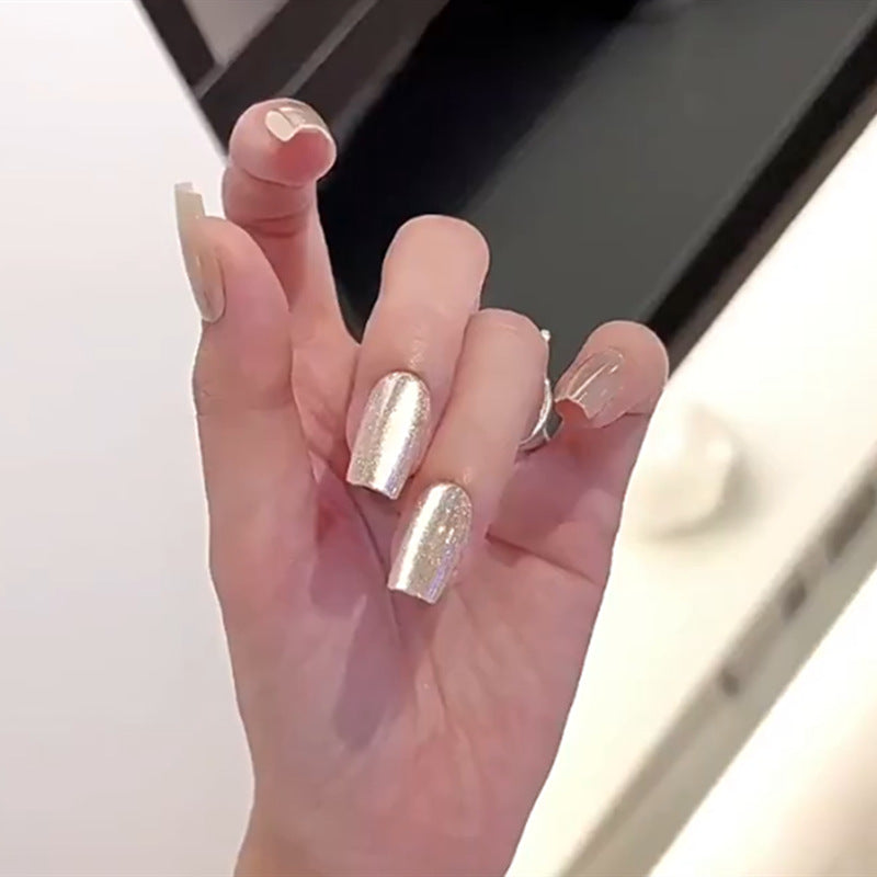 White Moonlight Cat Eye Nail Tips - Wearable Nail Decorations