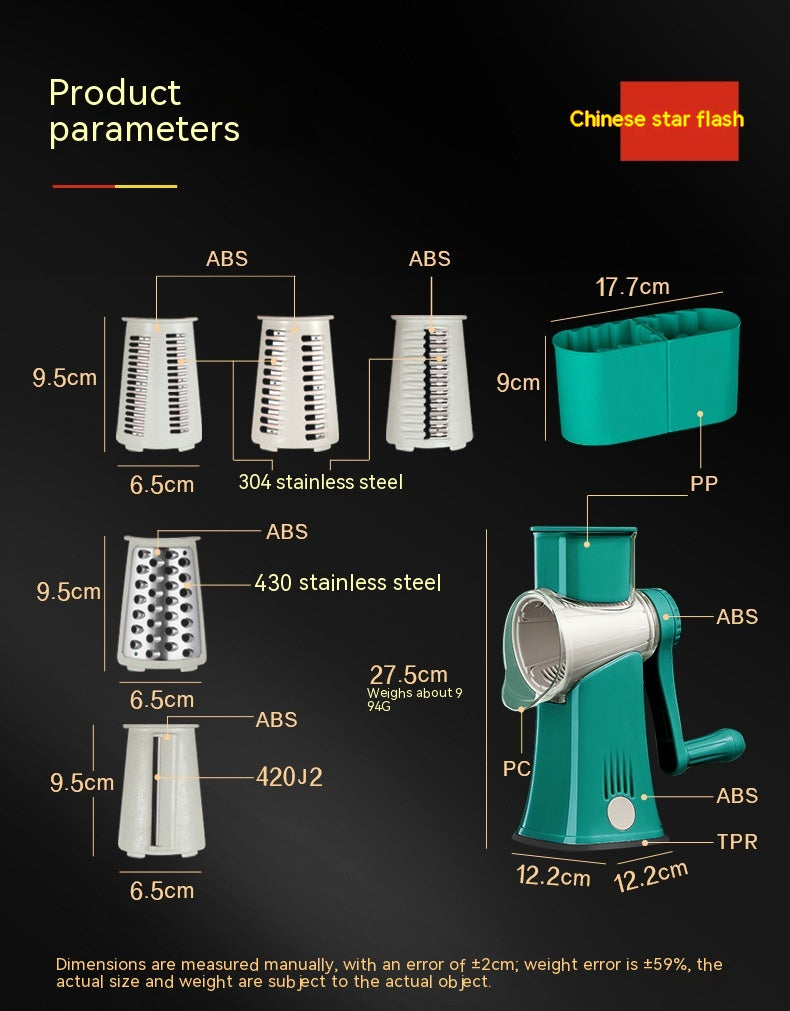 Multi-Function Vegetable Chopper Hand Roller Grater Slicer Kitchen Tool