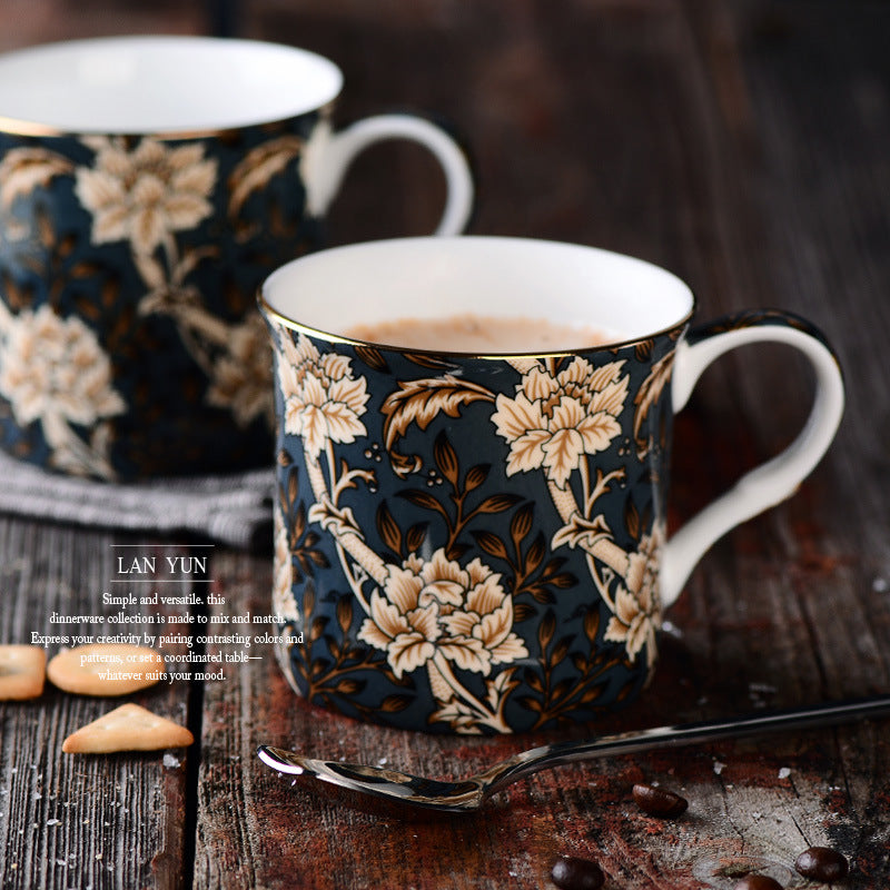 European Blue and White Ceramic Mug 300ml - Kitchen Drinkware