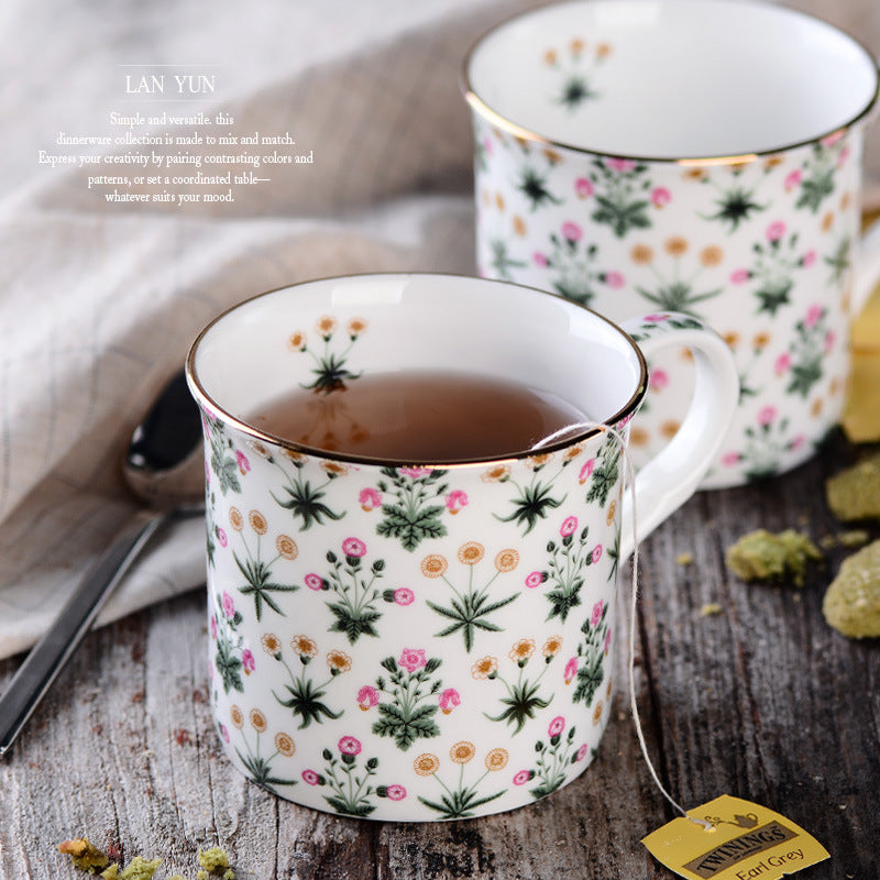 European Blue and White Ceramic Mug 300ml - Kitchen Drinkware