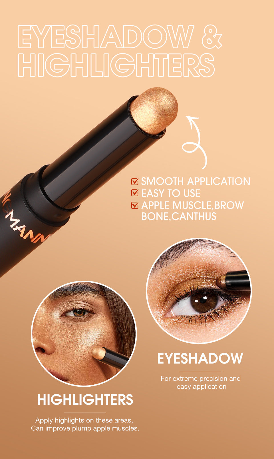 8 Color Eye Shadow Stick Set - Smudge-Resistant, Long-Wear Makeup