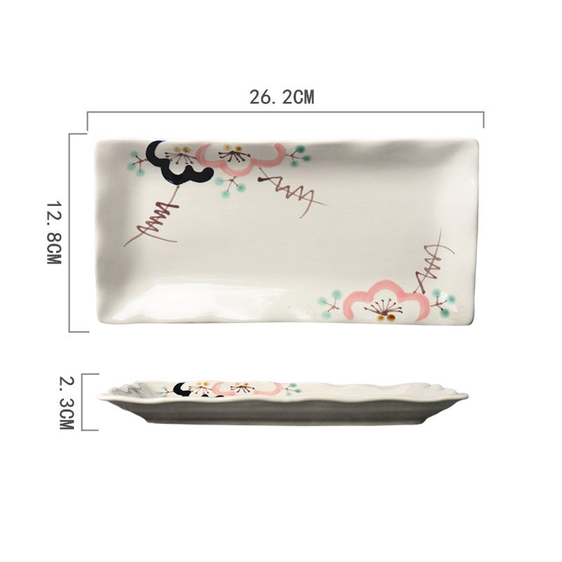 Ceramic Hand-Painted Western Style Breakfast Plate 8 Inch Microwave Safe