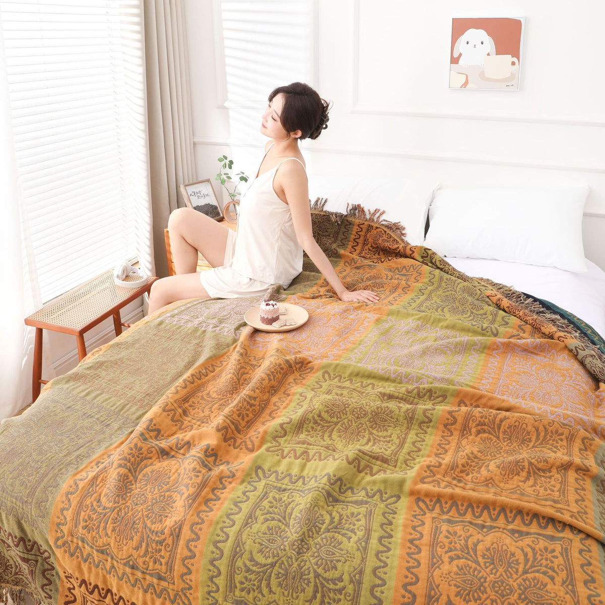 Multi-Layer Cotton Gauze Blanket for Sofa and Home Decor