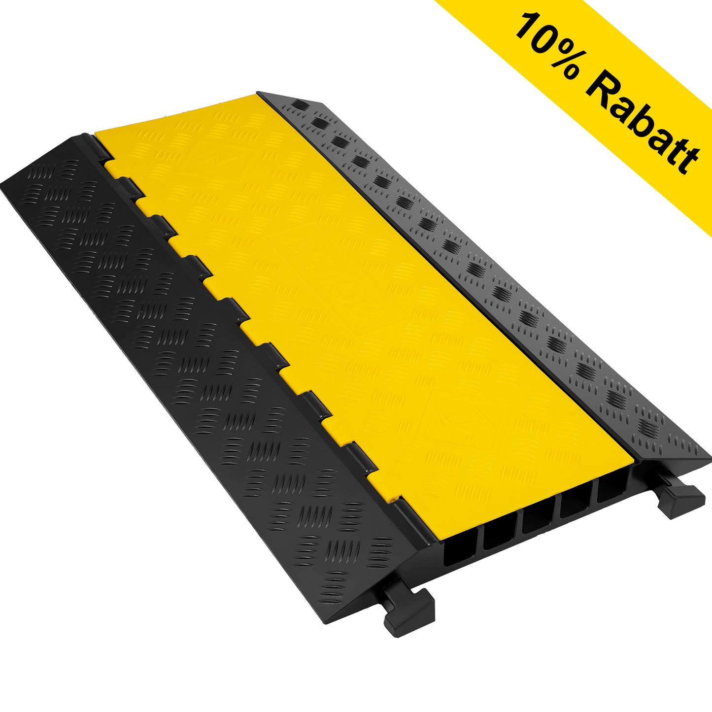 Heavy Duty 5-Channel Cable Protector Ramp - Black & Yellow