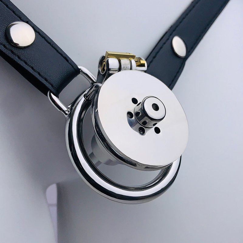 Men's Stainless Steel Chastity Lock with Adjustable Ring & Belt - Multiple Sizes