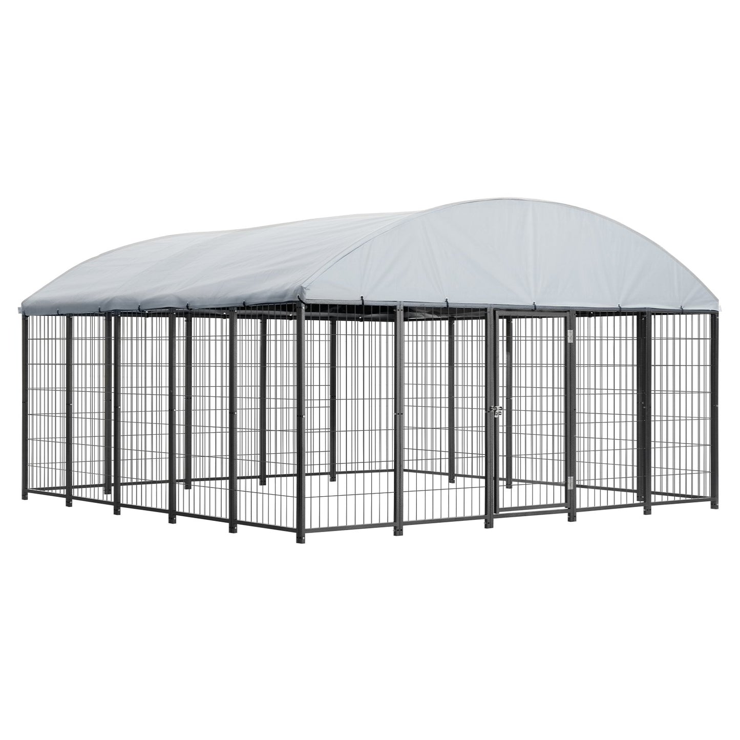 Large Outdoor Dog Kennel 9.8x9.8x5.4 Ft Waterproof UV-Resistant Roof Lockable Cage