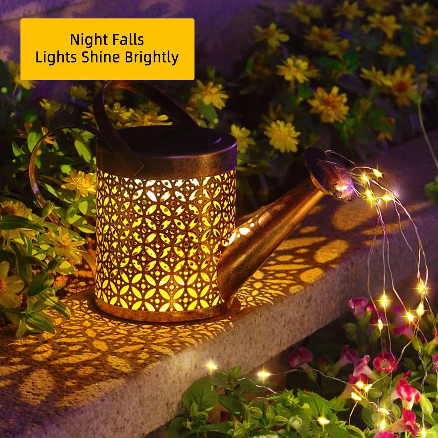 2-Pack Solar Watering Can String Lights - Outdoor Garden Decor