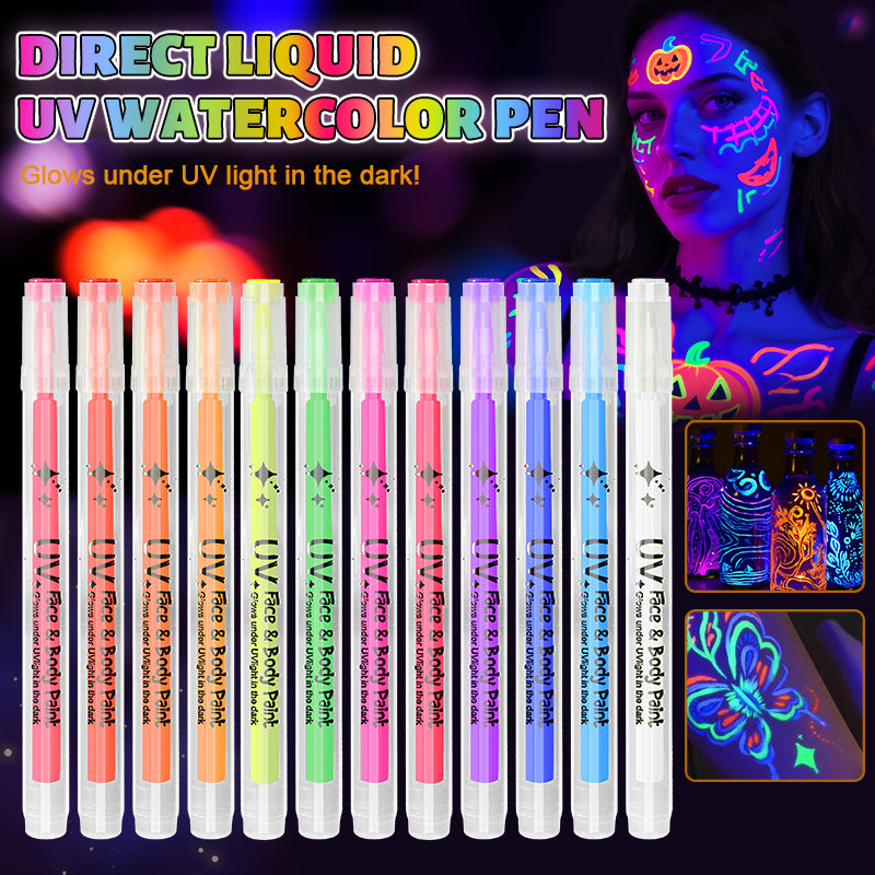 UV Glow Body and Face Painting Acrylic Pen Set - 12 Colors