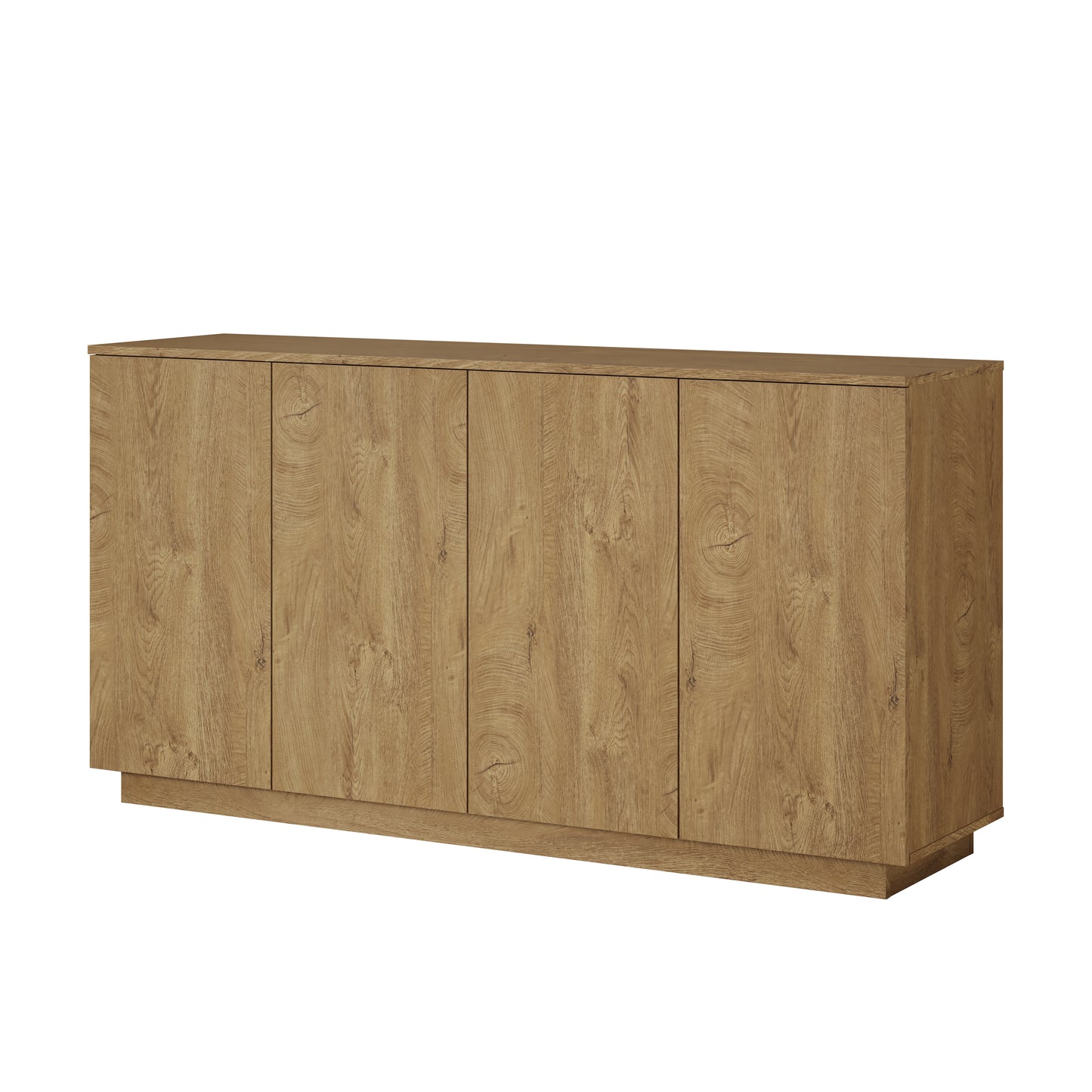 Natural Wood Sideboard Buffet Cabinet with 4 Doors & Adjustable Shelves