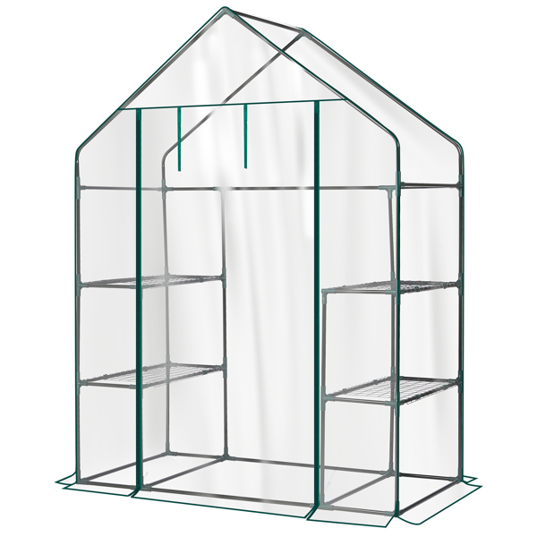Mini Walk-In Greenhouse with PVC Cover, 4-Shelf Indoor Outdoor Garden Greenhouse 56x29x77 Inches