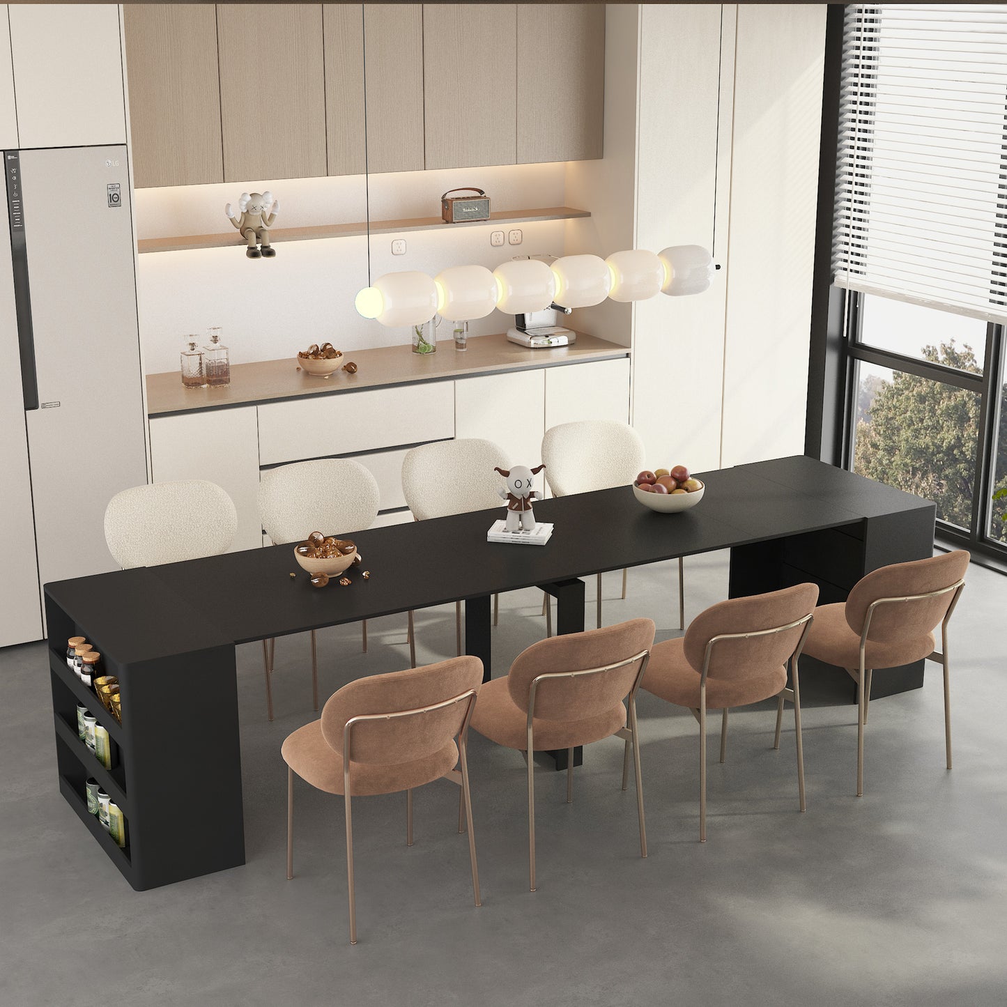 Extendable Foldable Dining Room Table For 1-10 People, Wood