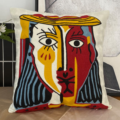 Decorative Embroidered Cushion Cover Abstract Picasso Style 45x45 cm