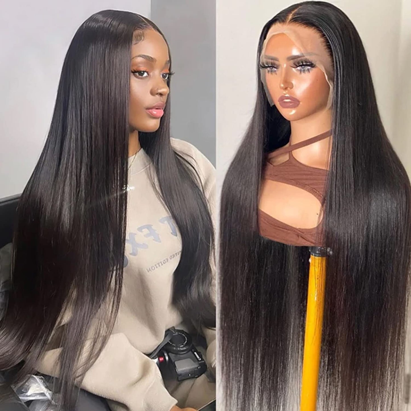 13x4 Lace Front Human Hair Wig - Straight Natural Color 150% Density