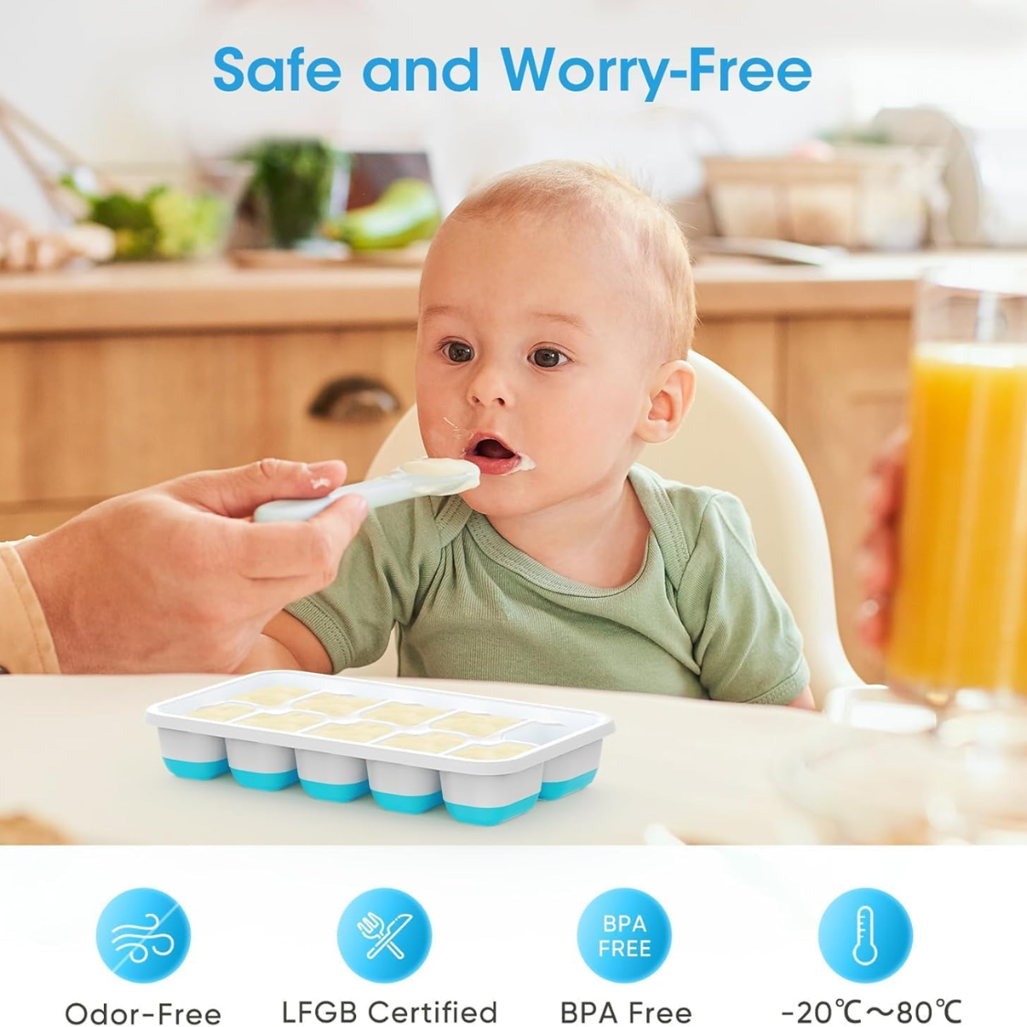 Ice Cube Tray With Lid And Bin - 4 Pack Silicone Trays For Freezer,