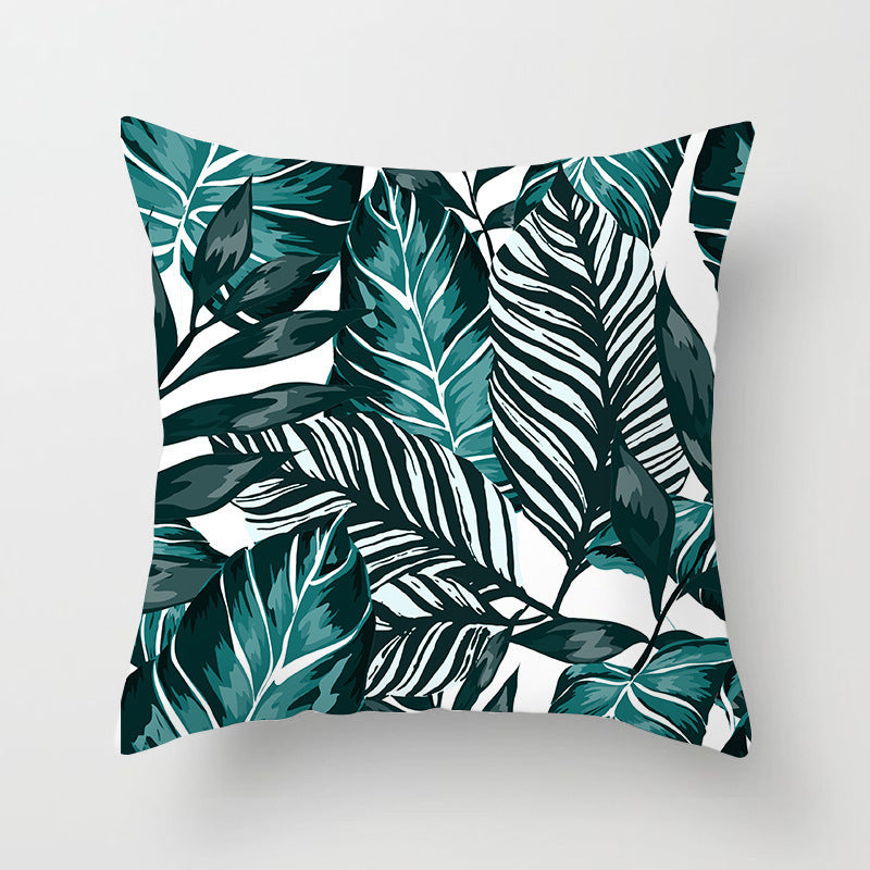 Green Plant Tassel Sofa Pillowcase - 45x45cm Plush Cushion Cover