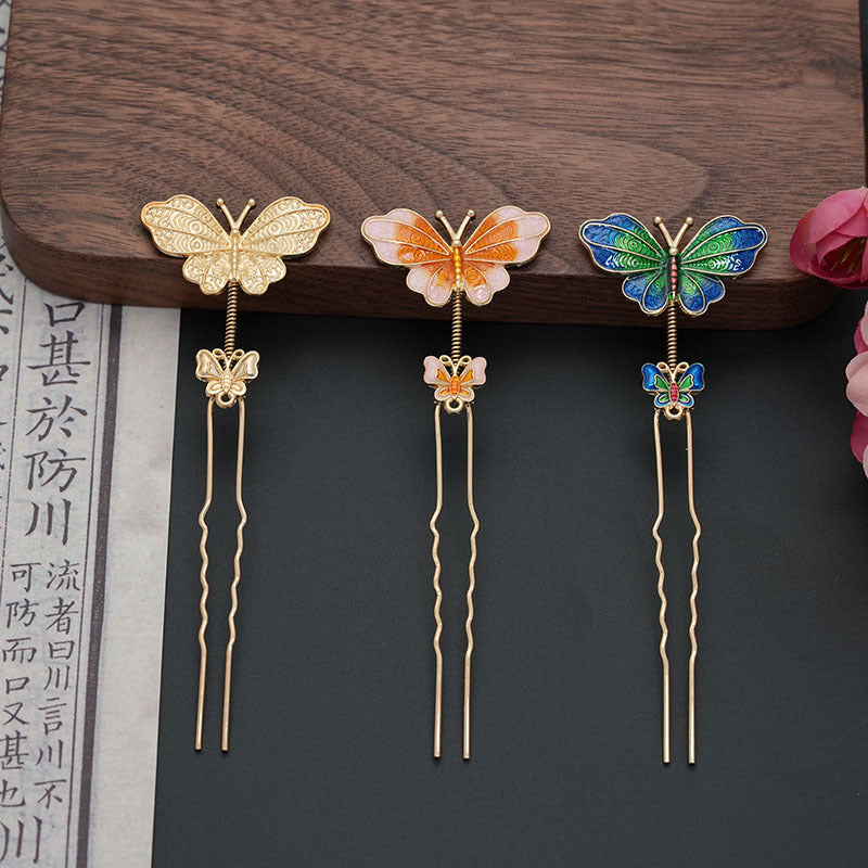 Women's Versatile Hair Accessory with Butterfly Design - Retro Hairpin or Headband