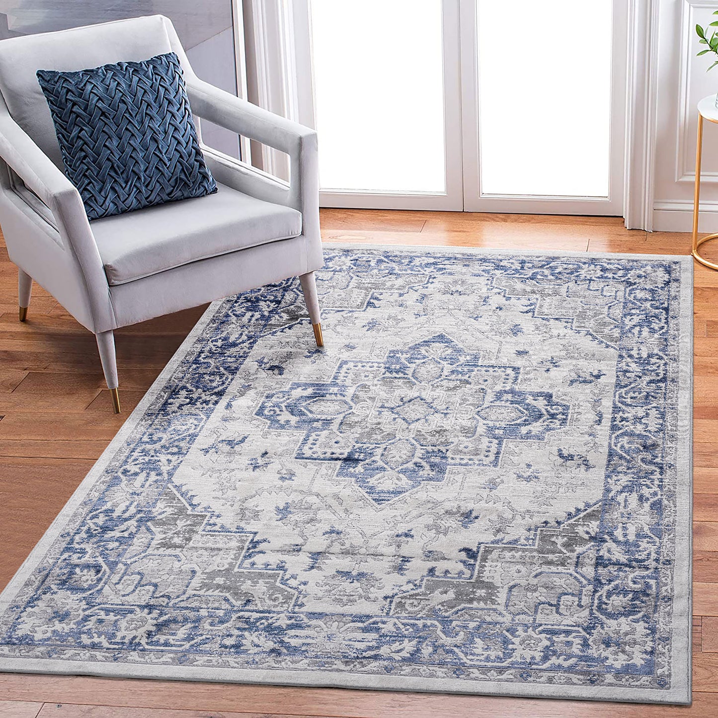 MARFI 8X10 Blue Grey Oriental Area Rug