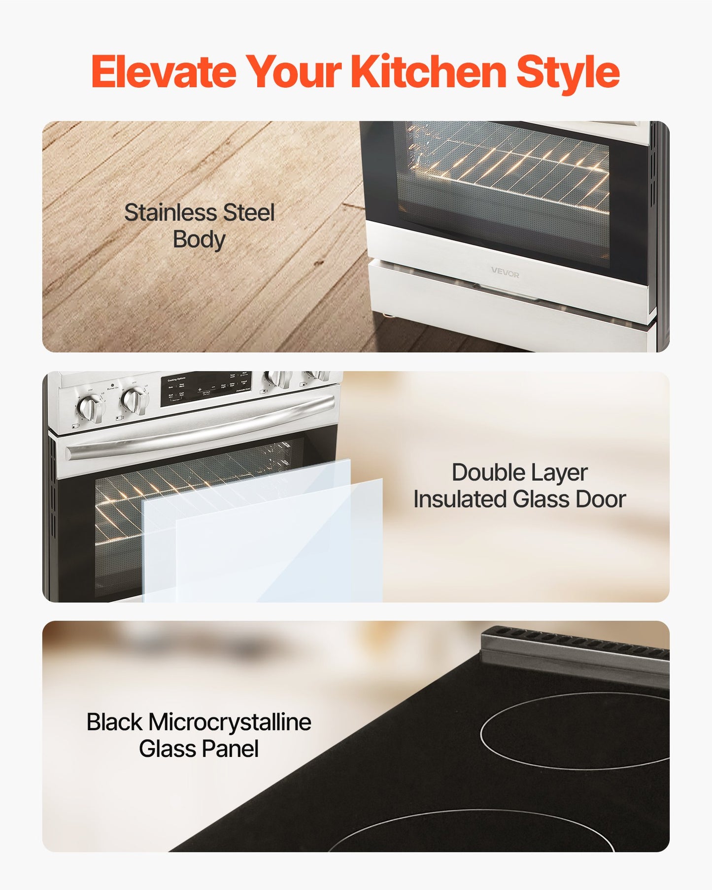 30-Inch Electric Range Oven with 4 Burners - Stainless Steel