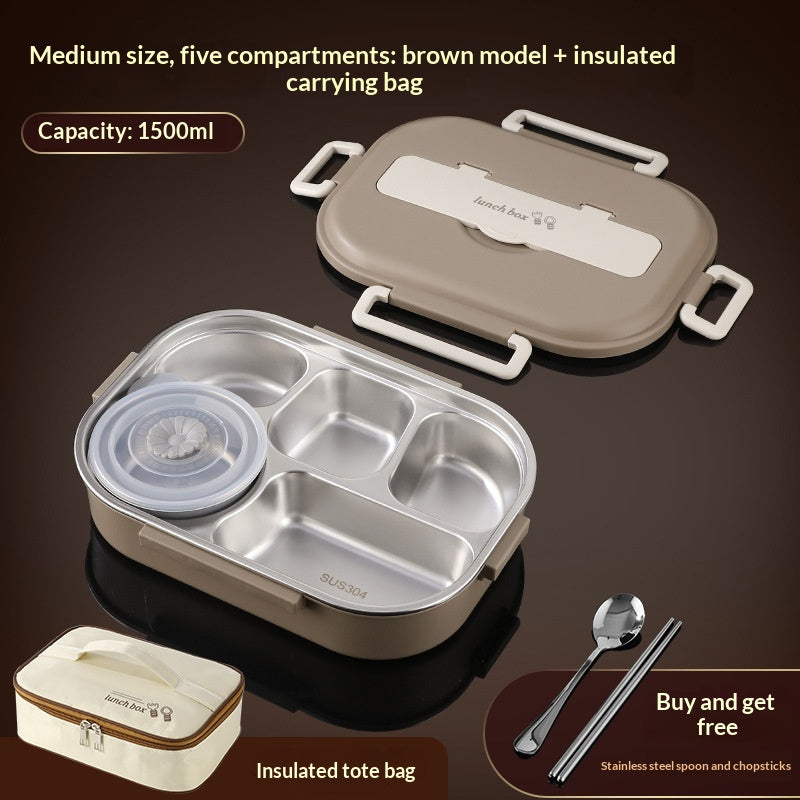 Insulated Bento Lunch Box with 5 Compartments - Airtight Food Container