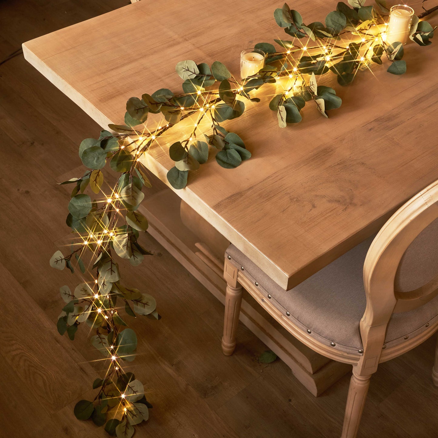 Eucalyptus Leaf Wreath with LED Lights - 72-Inch Decorative Light