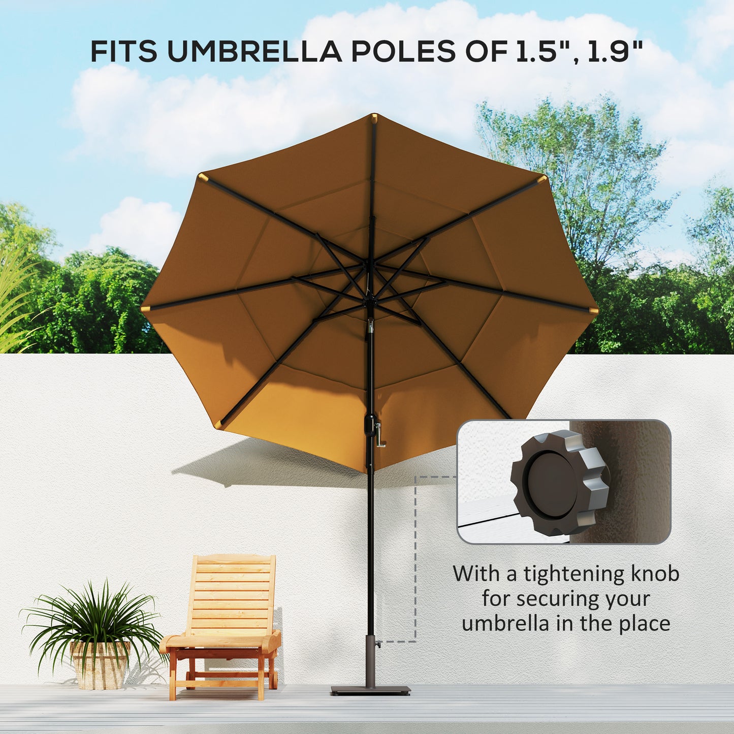 Heavy Duty Metal Patio Umbrella Base with Adjustable Foot Pads