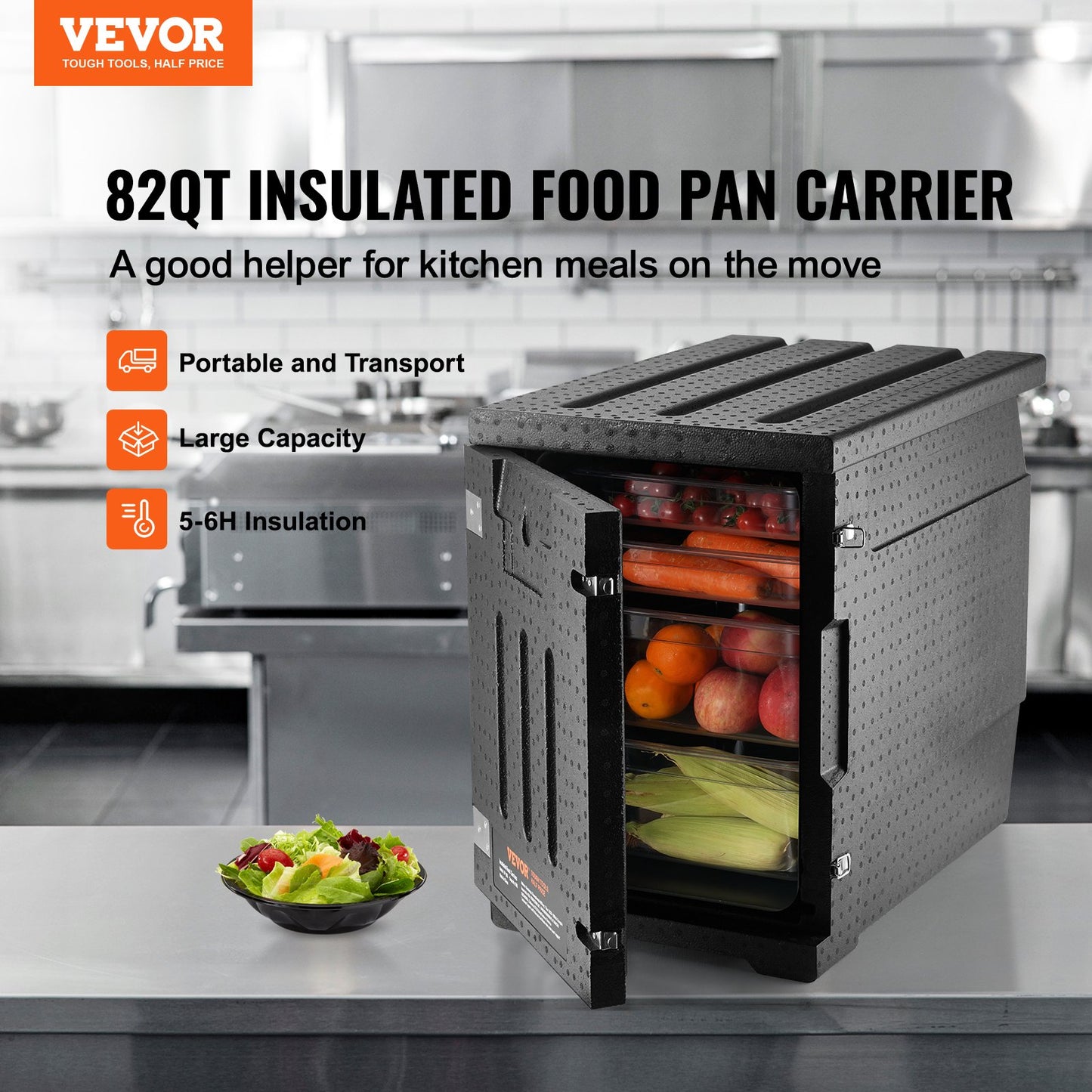 Insulated Food Pan Carrier - 82 Qt Hot Box for Catering