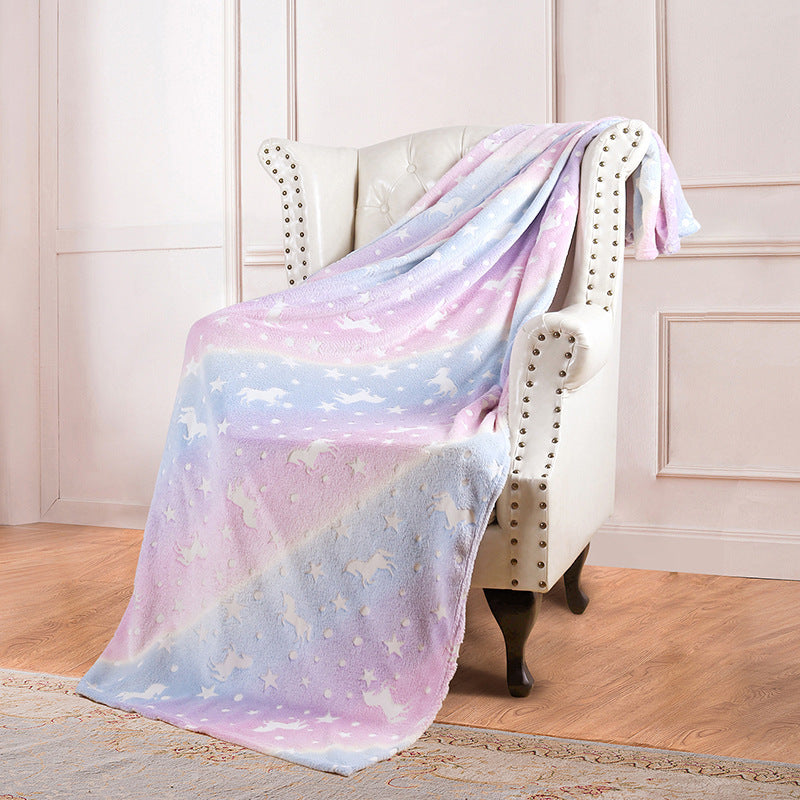 Double Sided Flannel Glow-in-the-Dark Blanket Fluorescent Bedding Set - Multiple Colors