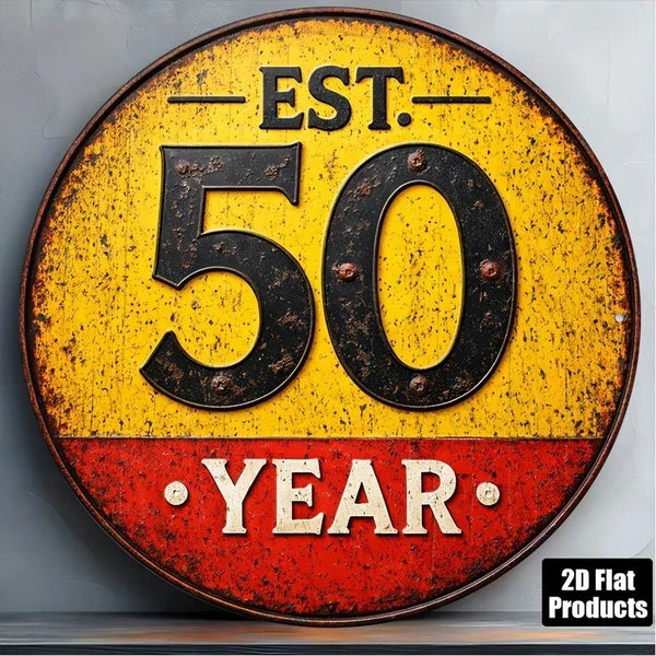 50th Anniversary Vintage Plaque - 8x8 Inch Metal Sign