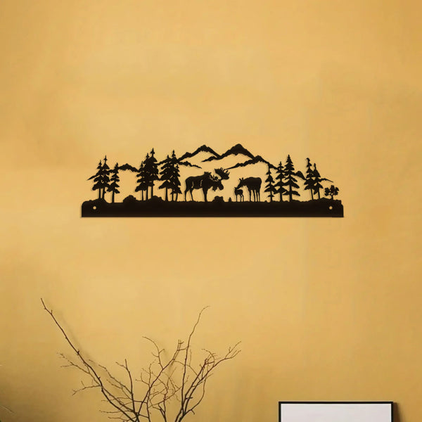 Deer Metal Wall Art for Living Room - Nature Silhouette Decor