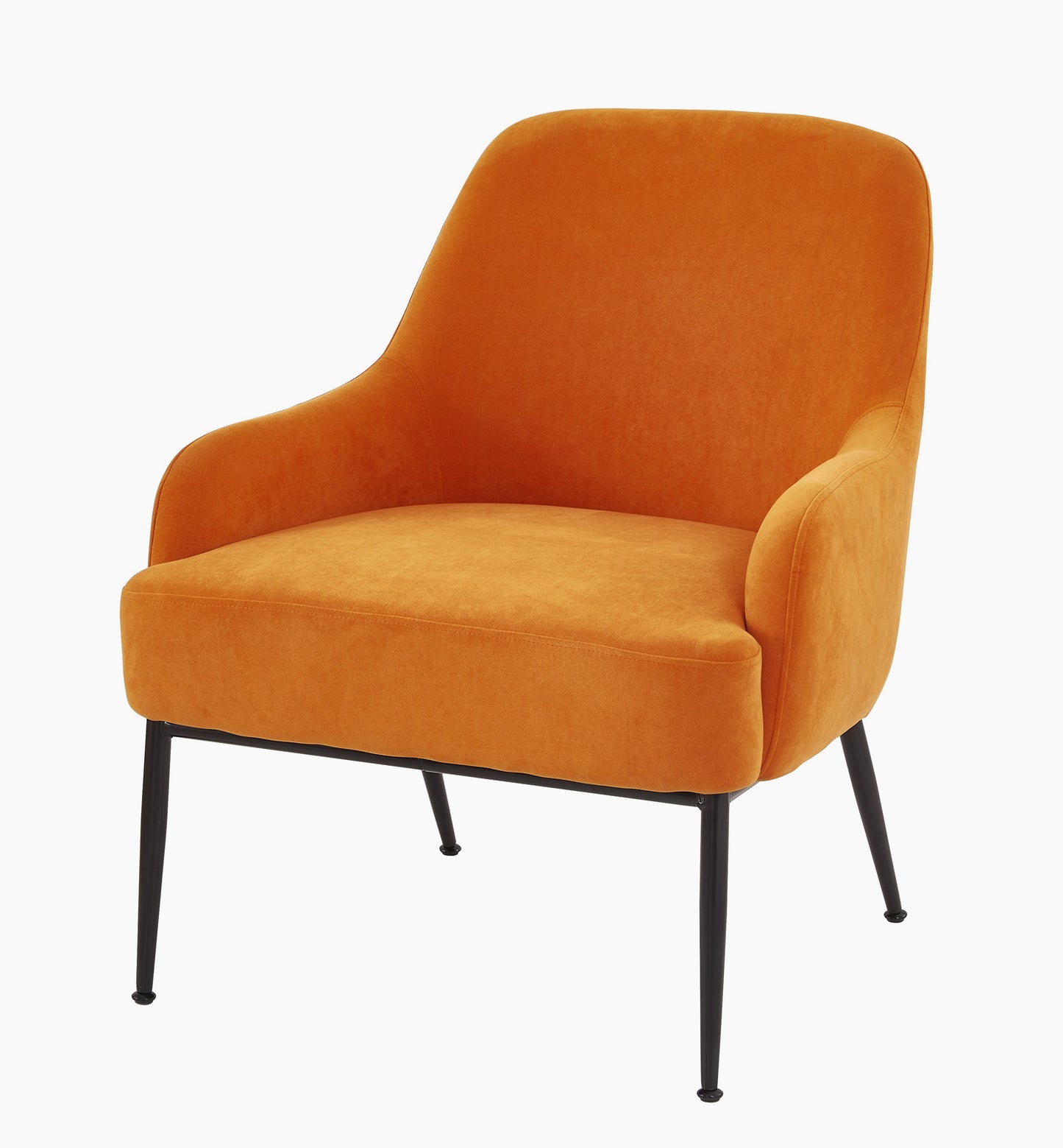 Red Orange Velvet Accent Chair, Modern Upholstered Armchair With