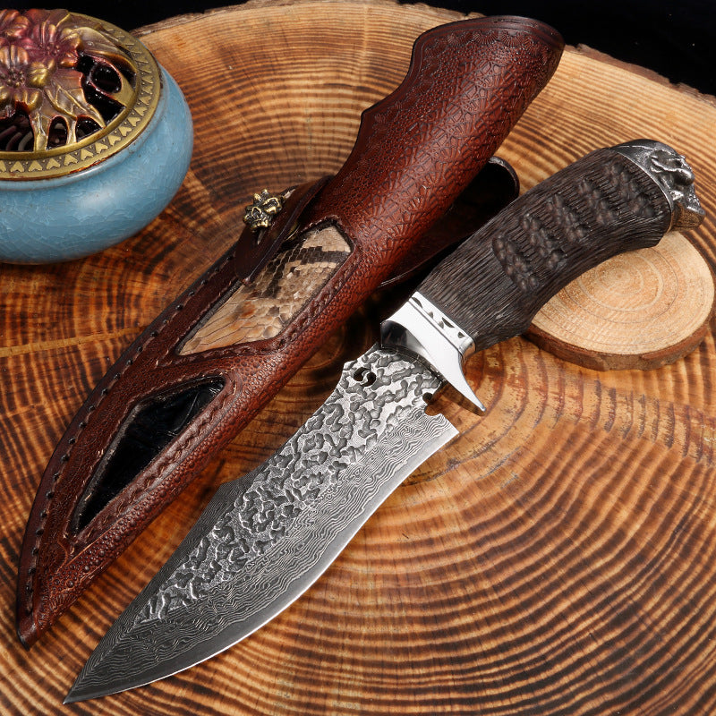 Damascus Steel Fruit Knife - Sharp Kitchen Knife with Sleeve, 80cm Blade