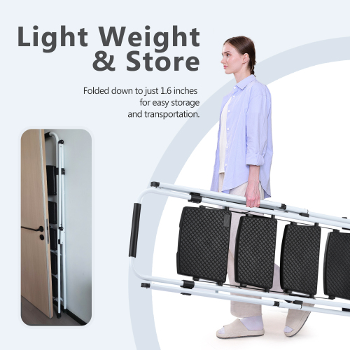 White Four-Step Ladder Folding Stepladder Anti-Slip Steel Stool Multi-Purpose